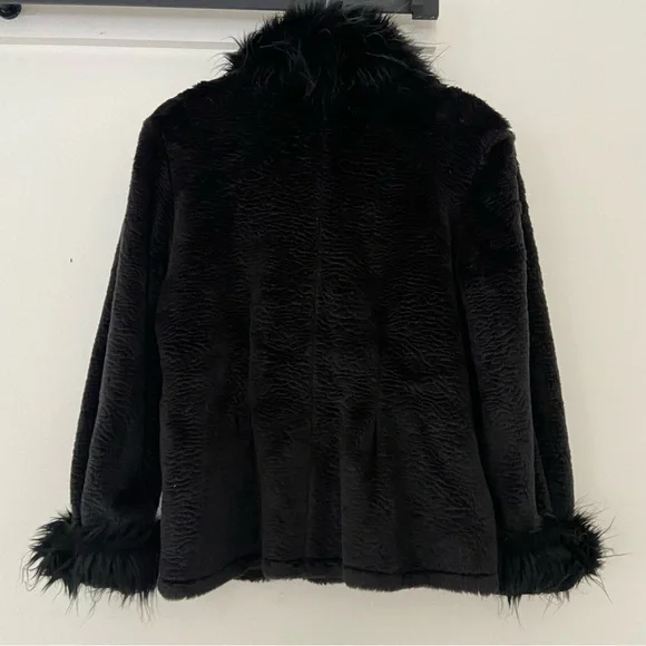 Vtg Maralyce Ferree Coat Women's Medium Faux Fur Black Boho Fairy Grunge Goth - Picture 9 of 13